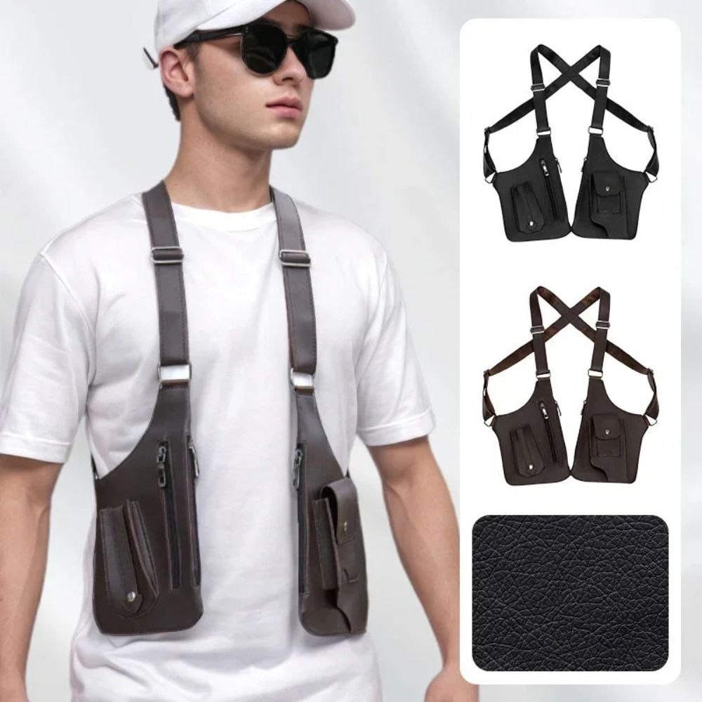 Pressed Powder Foundation - Retro Anti-theft Storage Vest Bag Leather