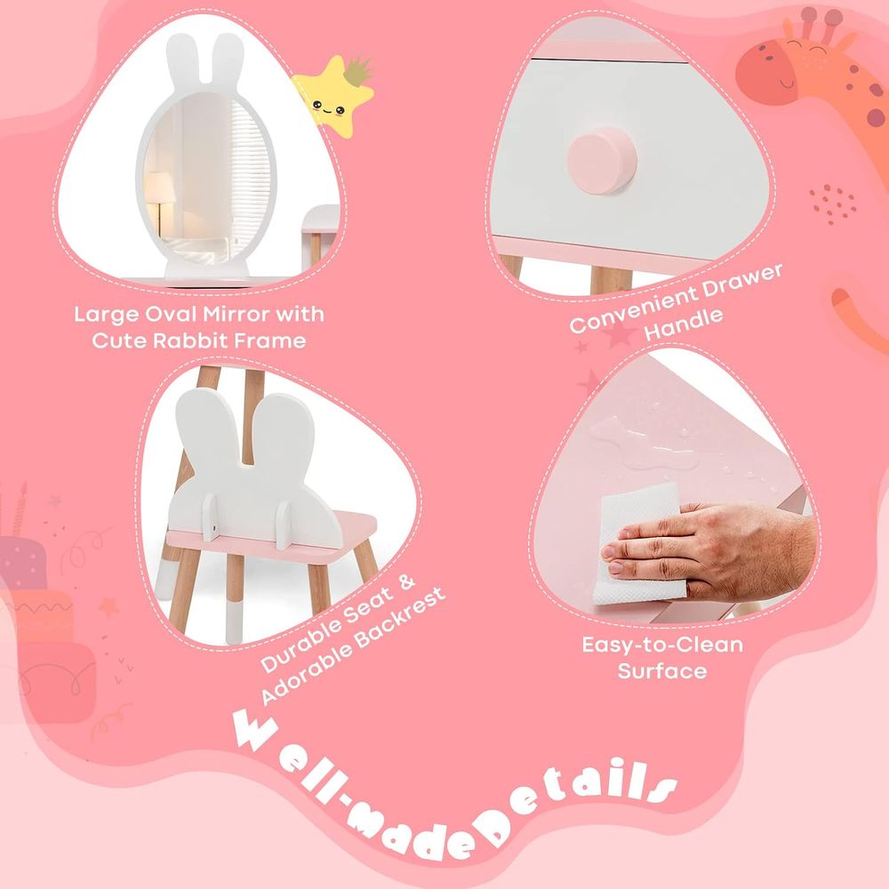 EY Kids Vanity, Rabbit Themed  - Beauty Makeup Chair recension och pris