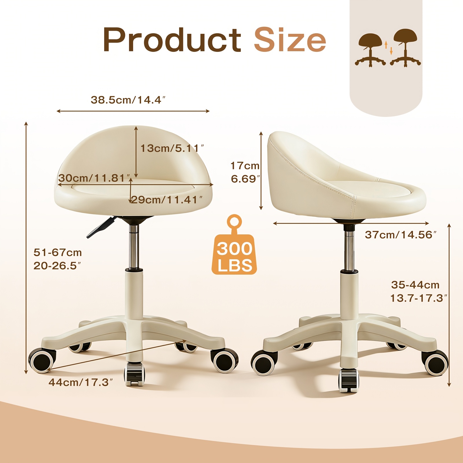 Saddle Rolling Stool With Whee - Makeup Master Beauty Salon recension och pris